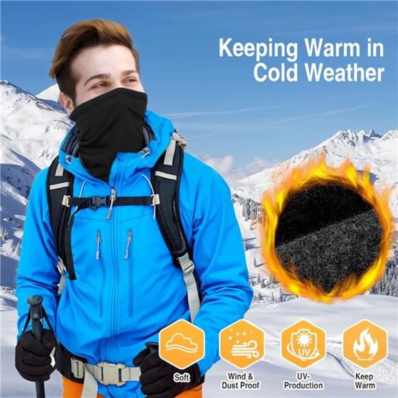 Winter Neck Gaiter Face Mask Warmer Fleece Scarf Windproof for Men Women Outdoor - Picture 2 of 8